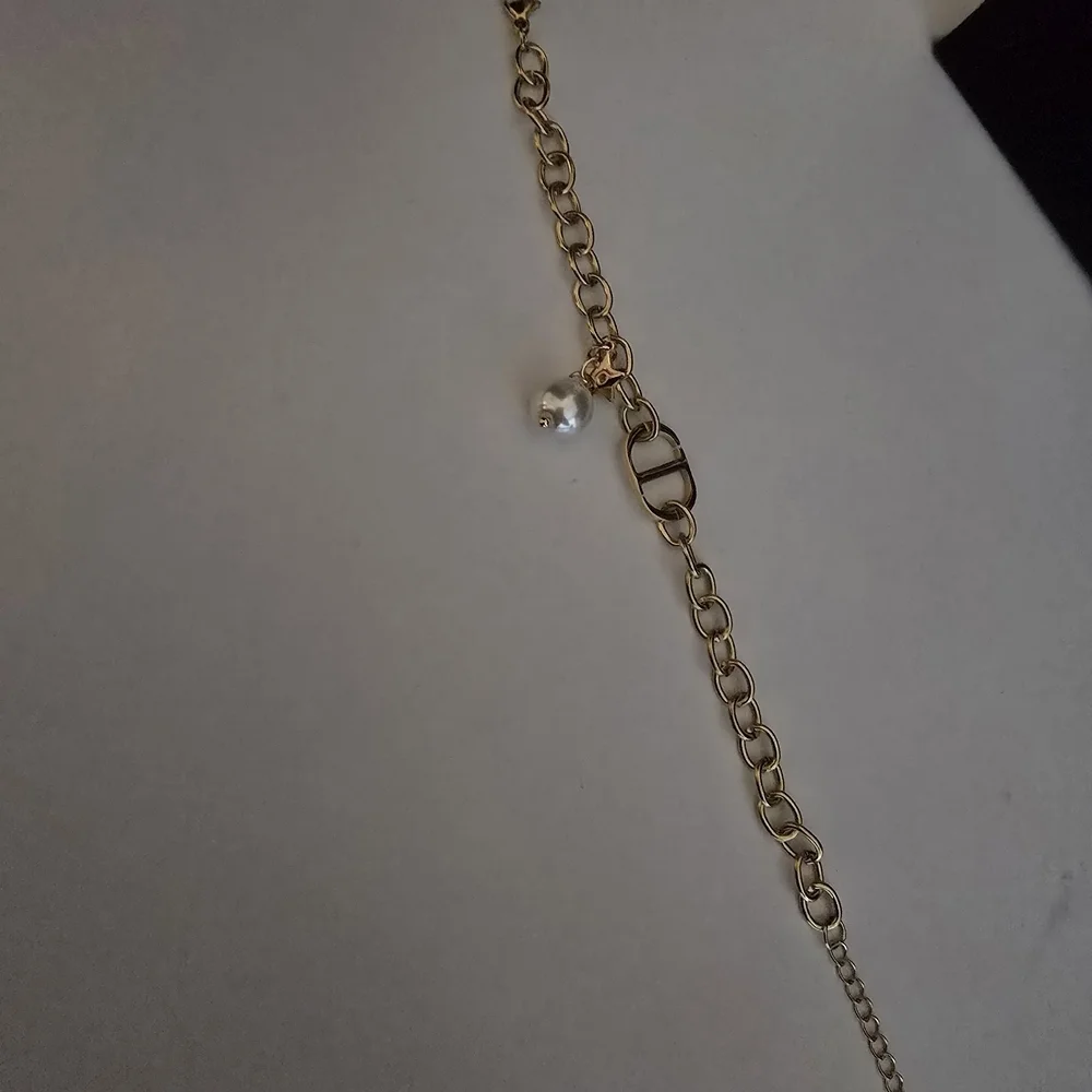 Gold Charm Bracelet with Pearl Accent